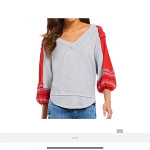 We The Free Heather Gray V-Neck Thermal Top